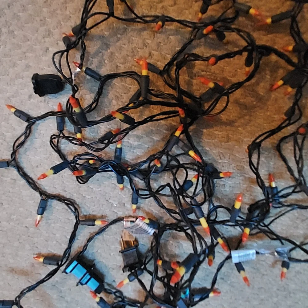 Candy Corn String Lights Black Wire Halloween Party 2 Strands Total 22 Feet
